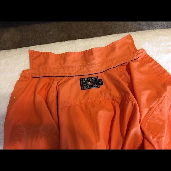 American Living orange button shirt size Medium 100% cotton - Picture 6 of 7